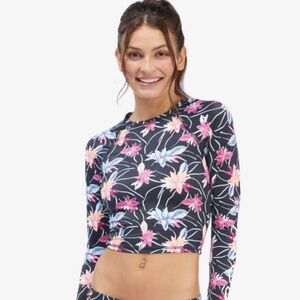 ROXY Active Cropped Long Sleeve Rashguard Size SMALL NWOT